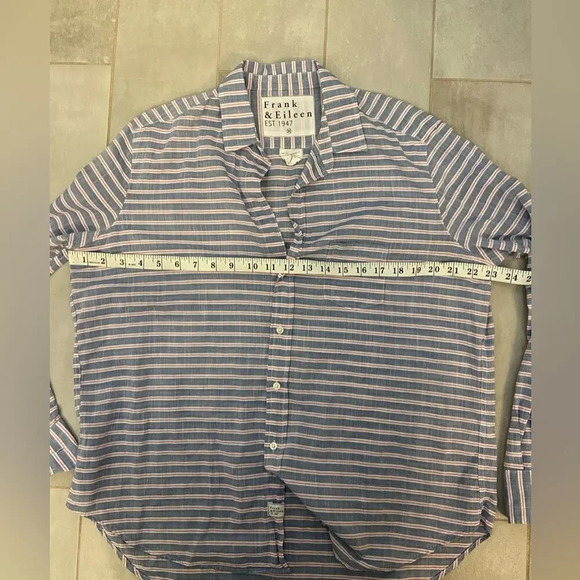 Frank & Eileen Long Sleeve Eileen Striped Button Down Pink & Blue Medium - Picture 9 of 10